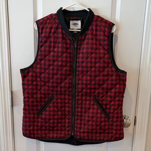 Old Navy Red and Black Plaid Quilted Vest